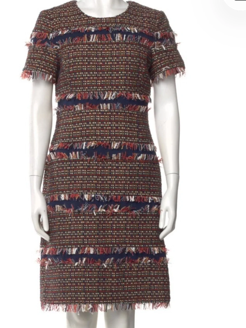 Tory Burch Multicolor Fringe Tweed Shift Dress – Women’s Size M (US 6)